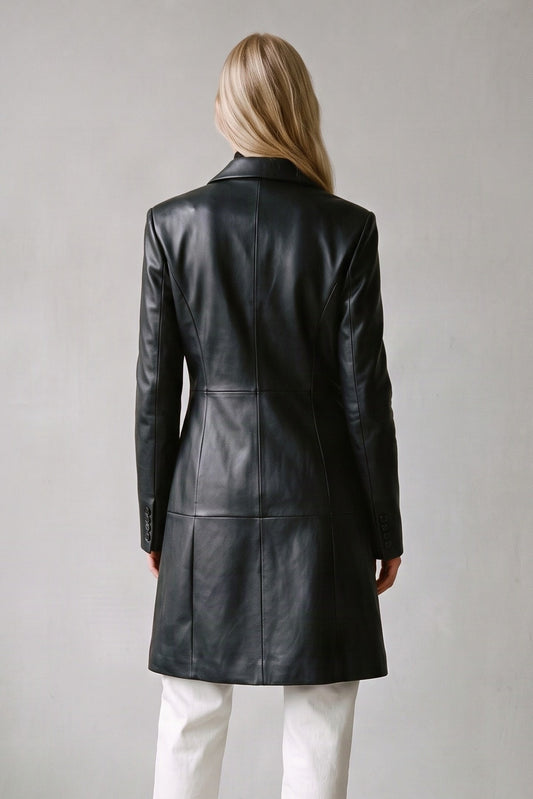 Bianca Faux Leather Blazer Coat