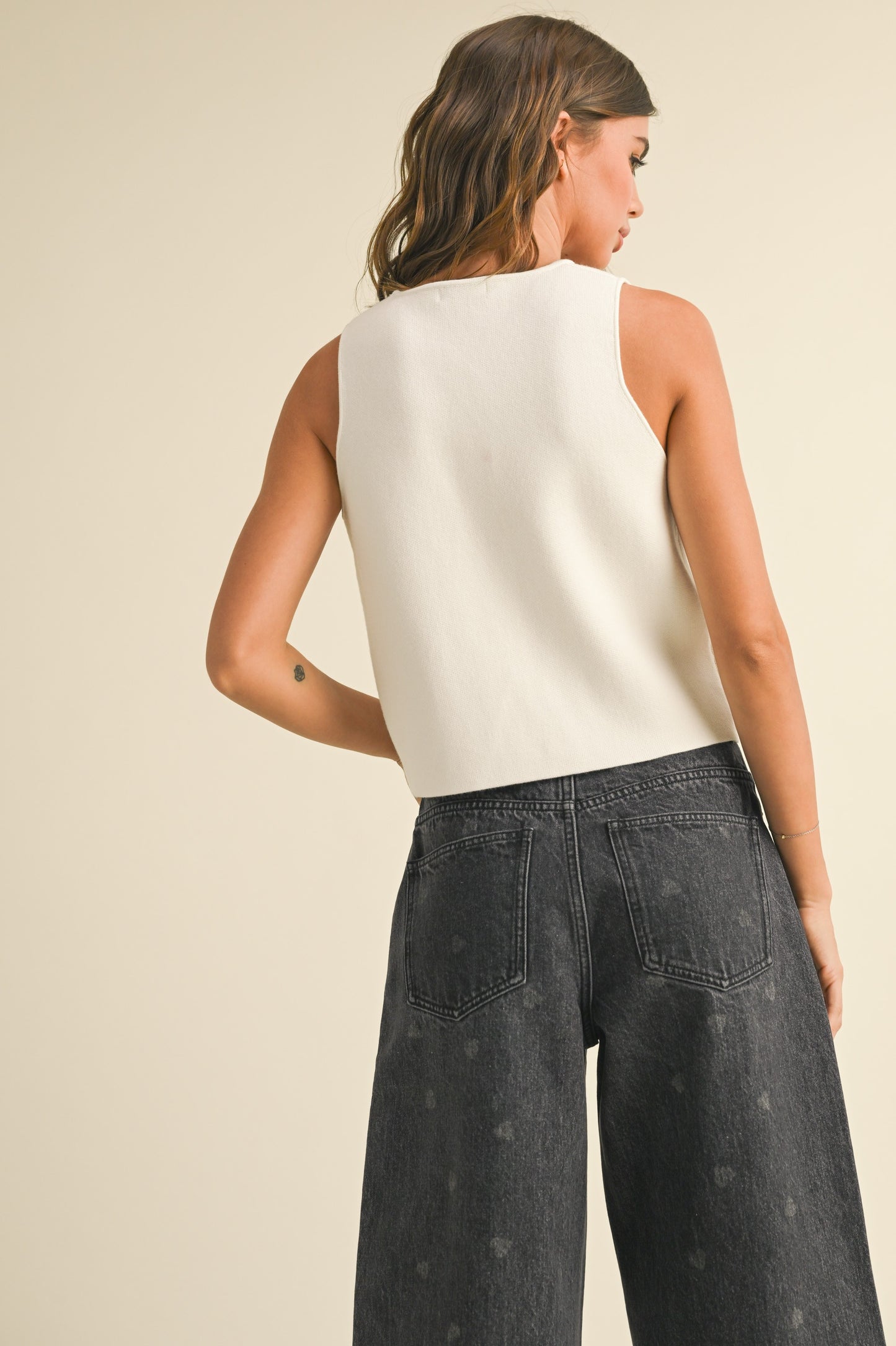 MISTY Metal Button Detail Knit Vest