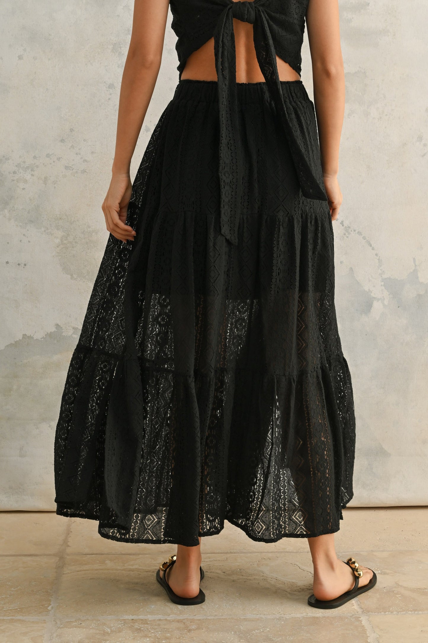 ARIA CROCHET LACE TIERED SKIRT