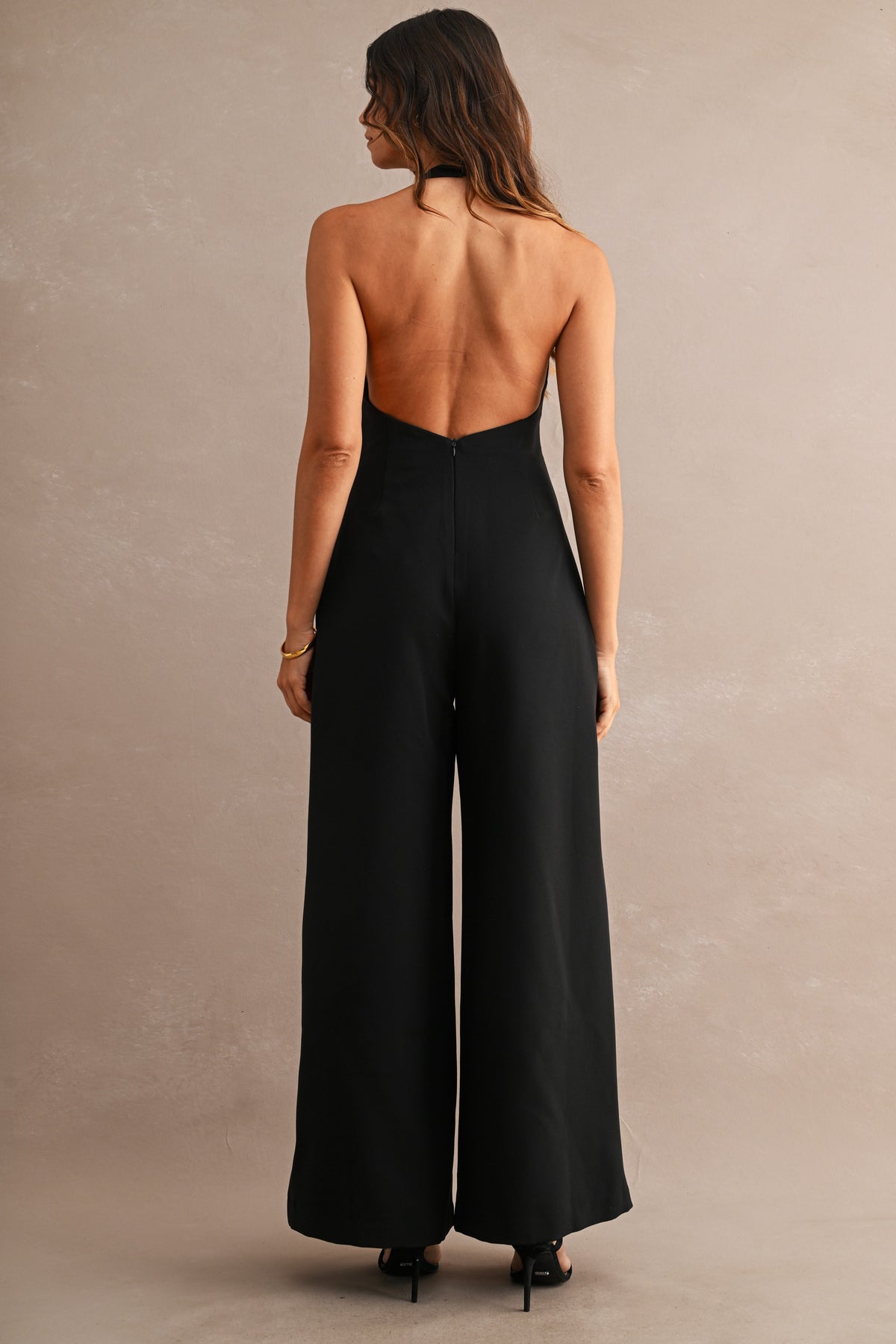 Grace Halter Neckline Open Back Long Jumpsuit