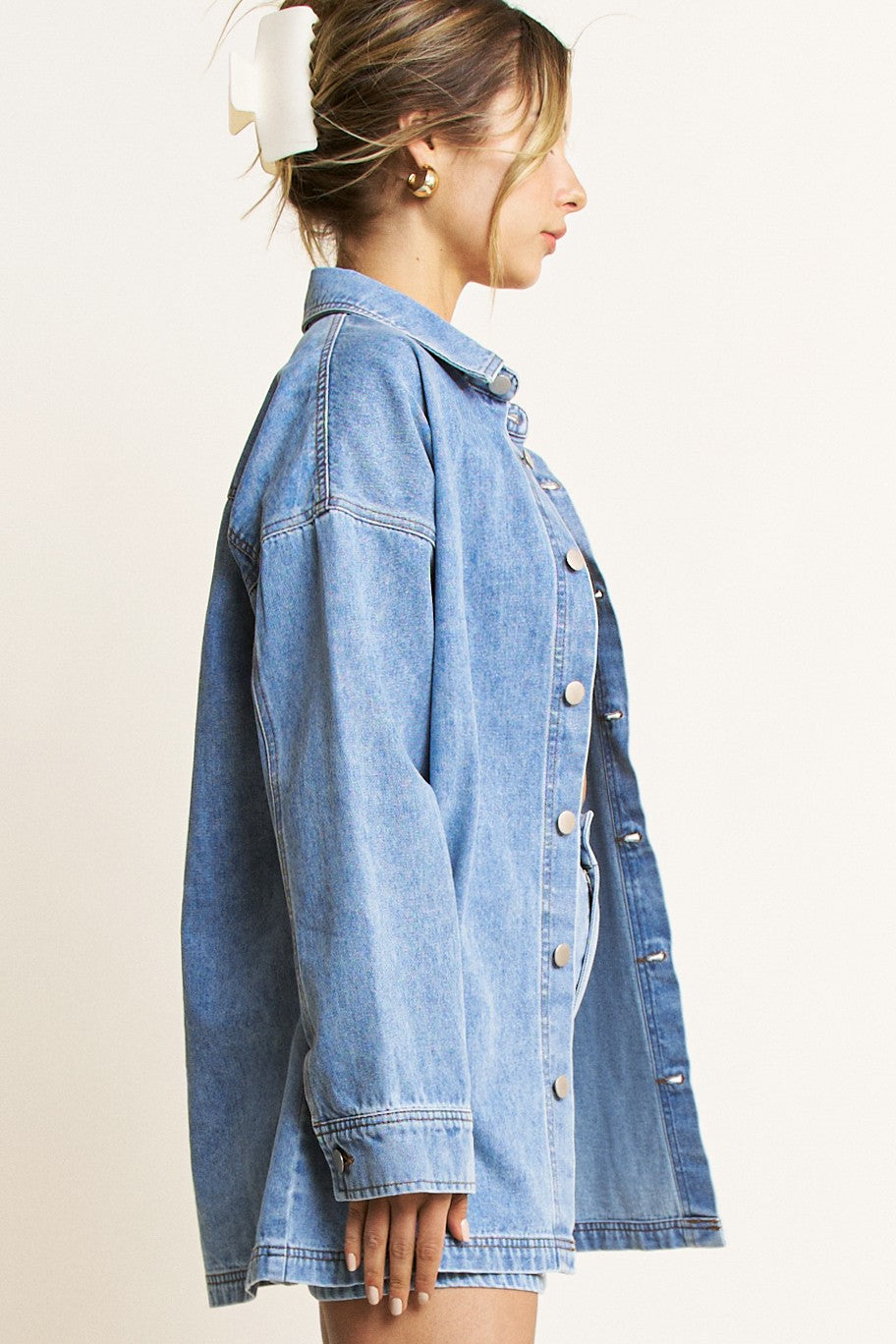 MAIALE DENIM JACKE AND SKIRT SET