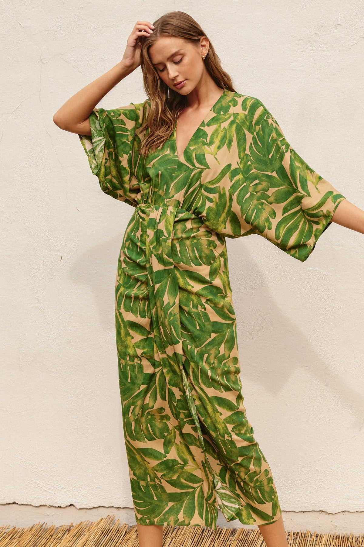 CAMILLA V-NECK RUCHED DRESS