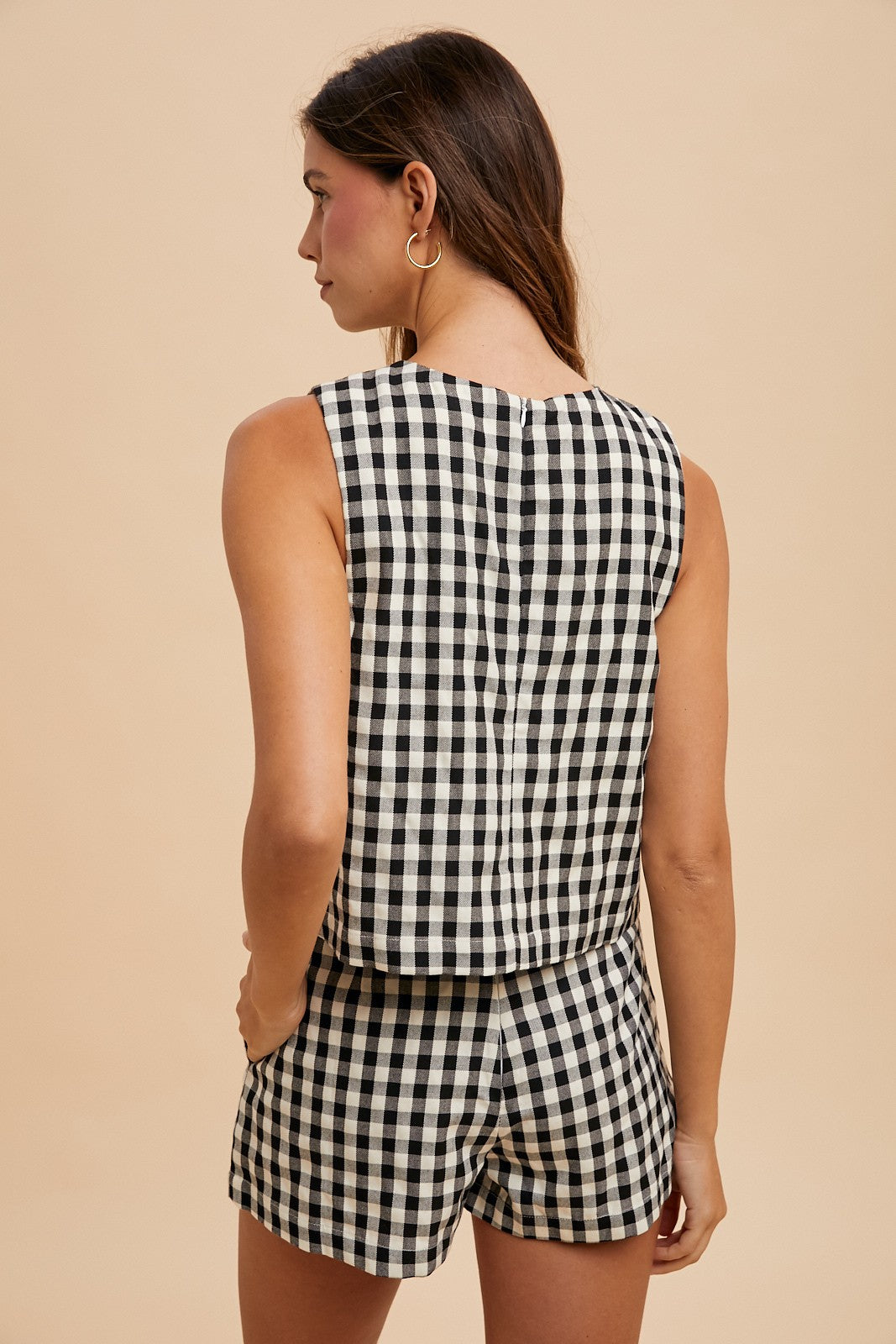 GINGER Gingham Check Tank And Short Set