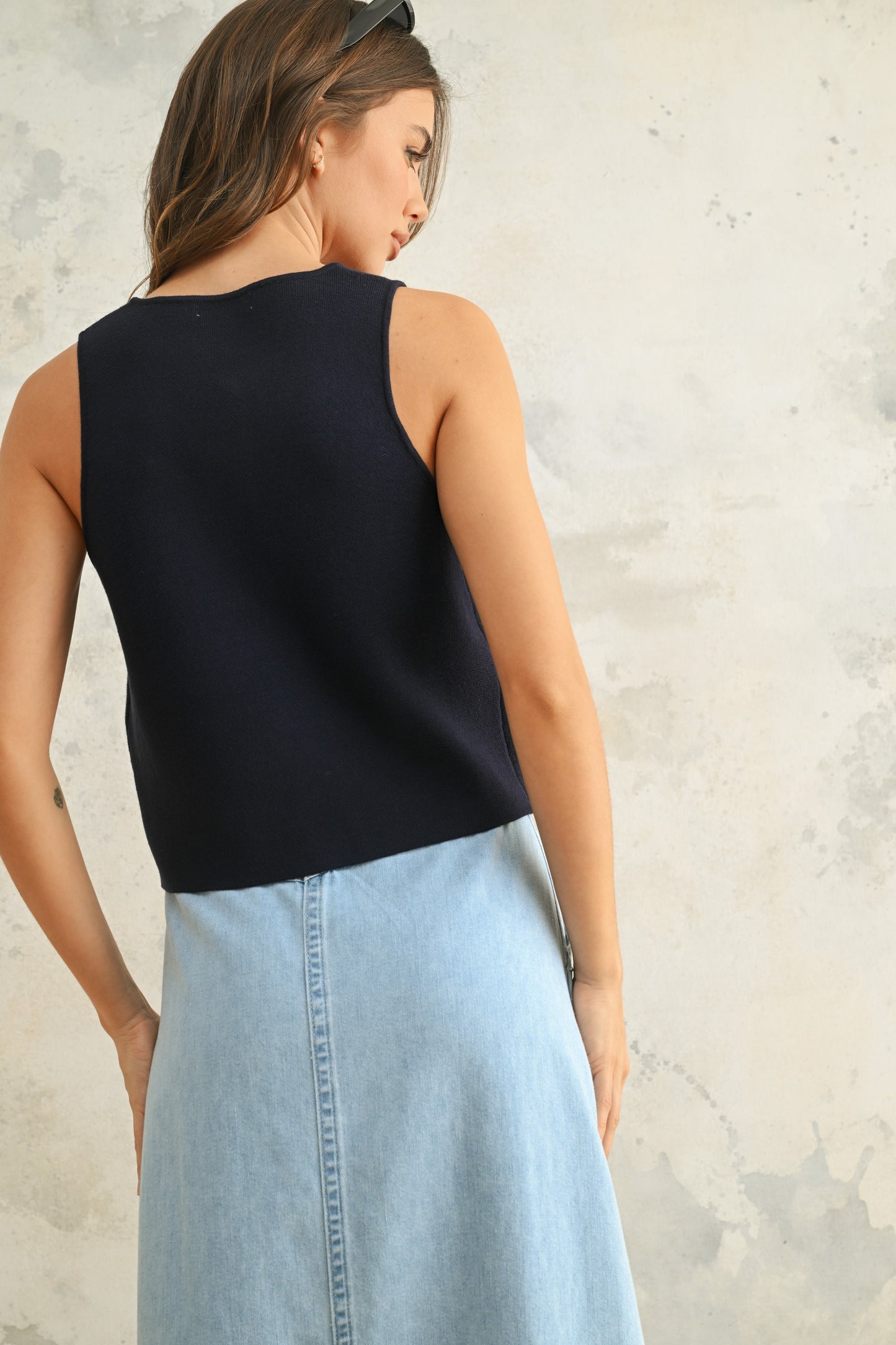 MISTY Metal Button Detail Knit Vest