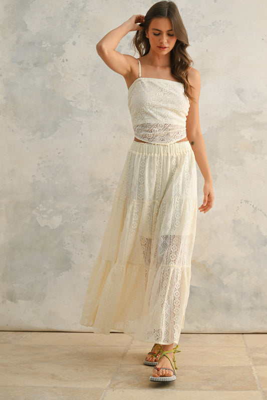 ARIA CROCHET LACE TIERED SKIRT