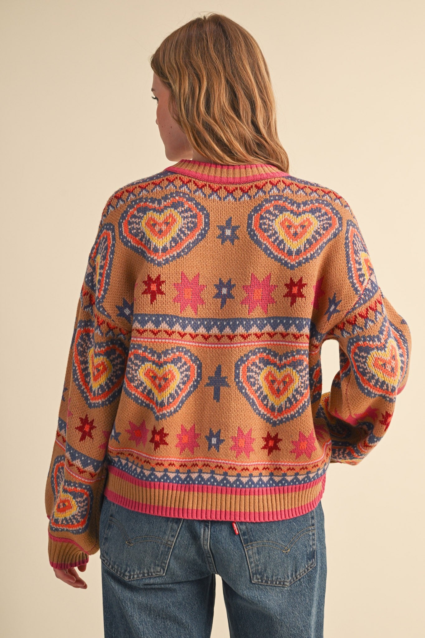 Eleanor Colorful Heart Knit Sweater Cardigan