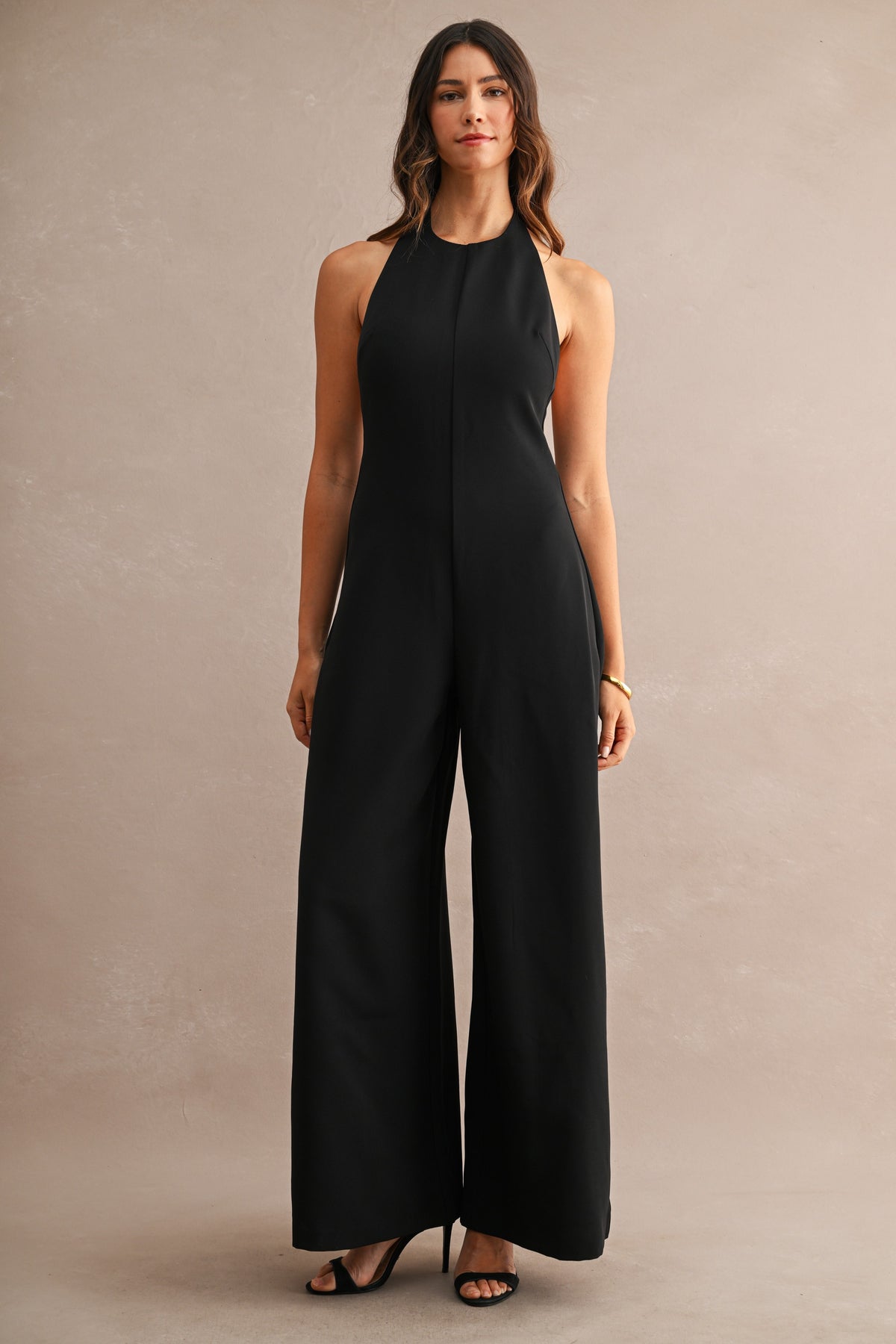 Grace Halter Neckline Open Back Long Jumpsuit