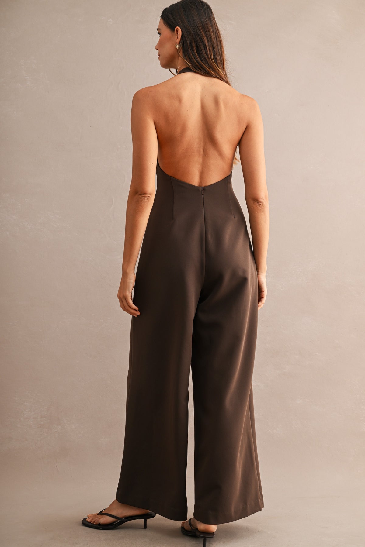 Grace Halter Neckline Open Back Long Jumpsuit