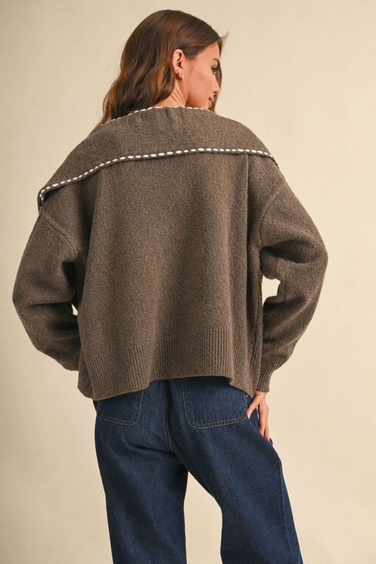 Cora Pullover Sweater With Scarf Accessory
