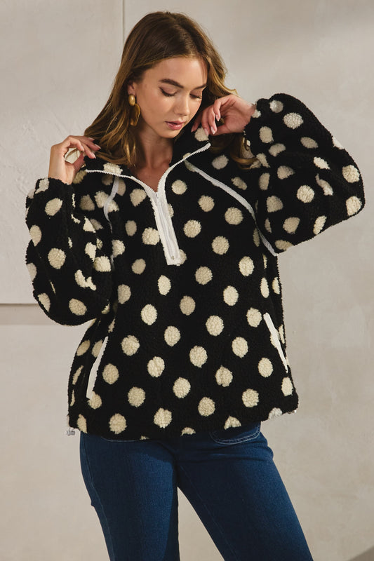RENAH POKA DOT FLEECE SWEATER