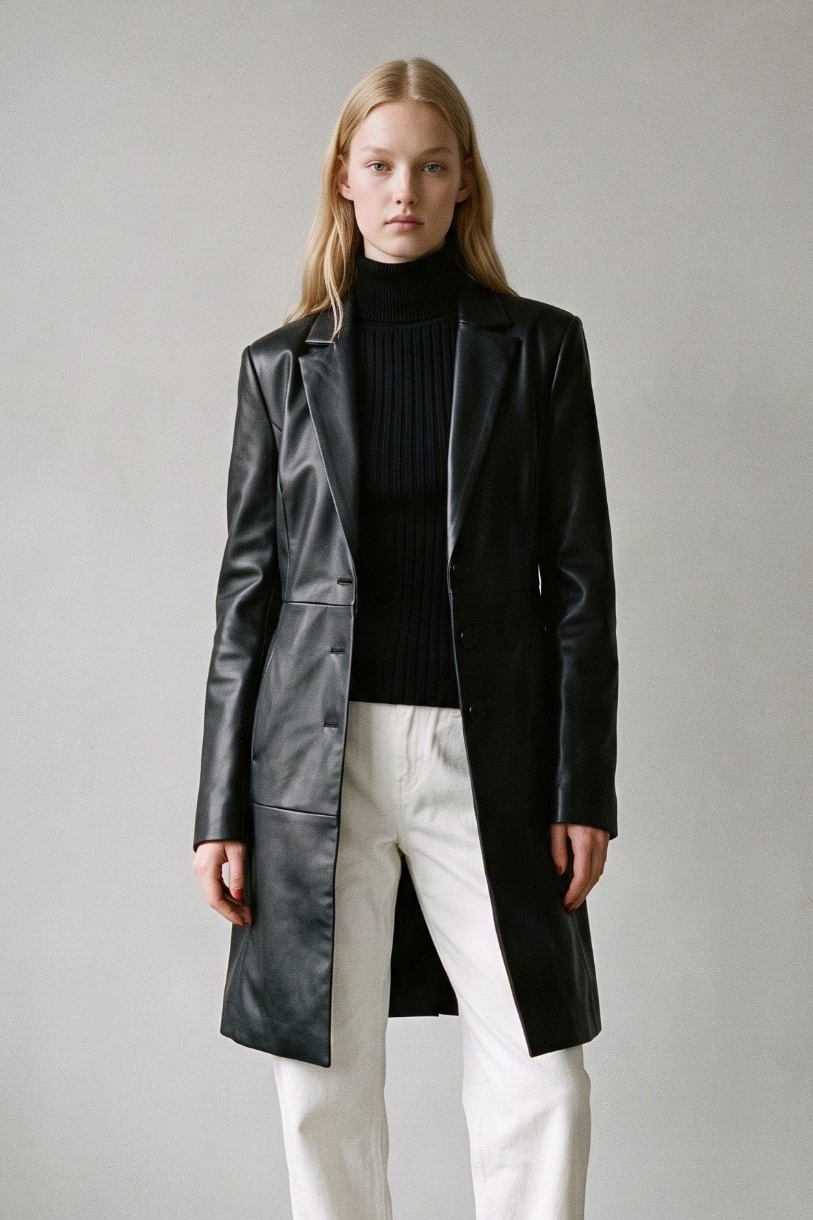 Bianca Faux Leather Blazer Coat