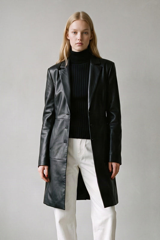 Bianca Faux Leather Blazer Coat