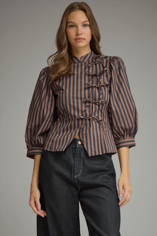 Brooke Striped Puff Sleeve Top